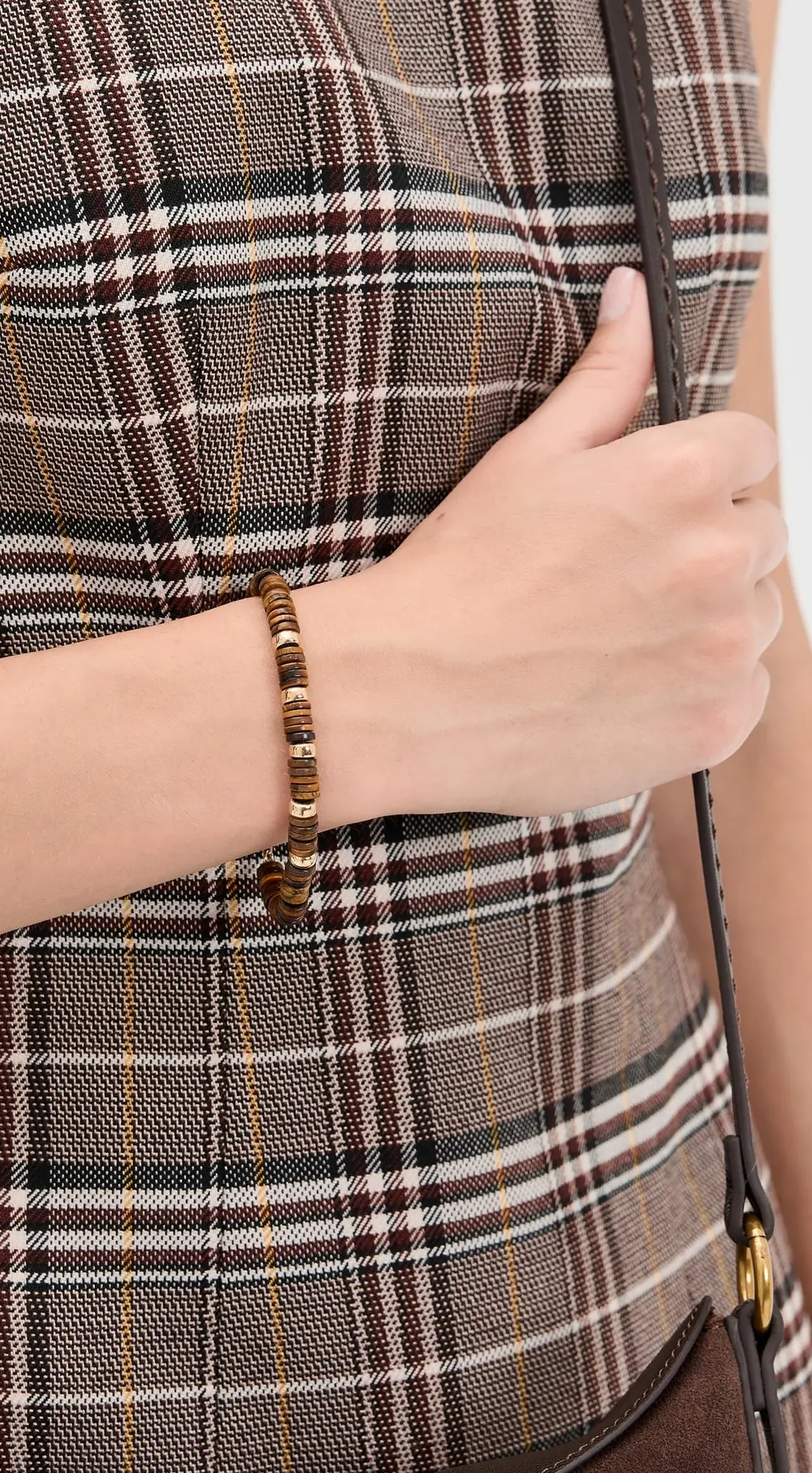 Zoe Chicco 14k Gold & Tiger Eye Heishi Rondelle Beads Bracelet