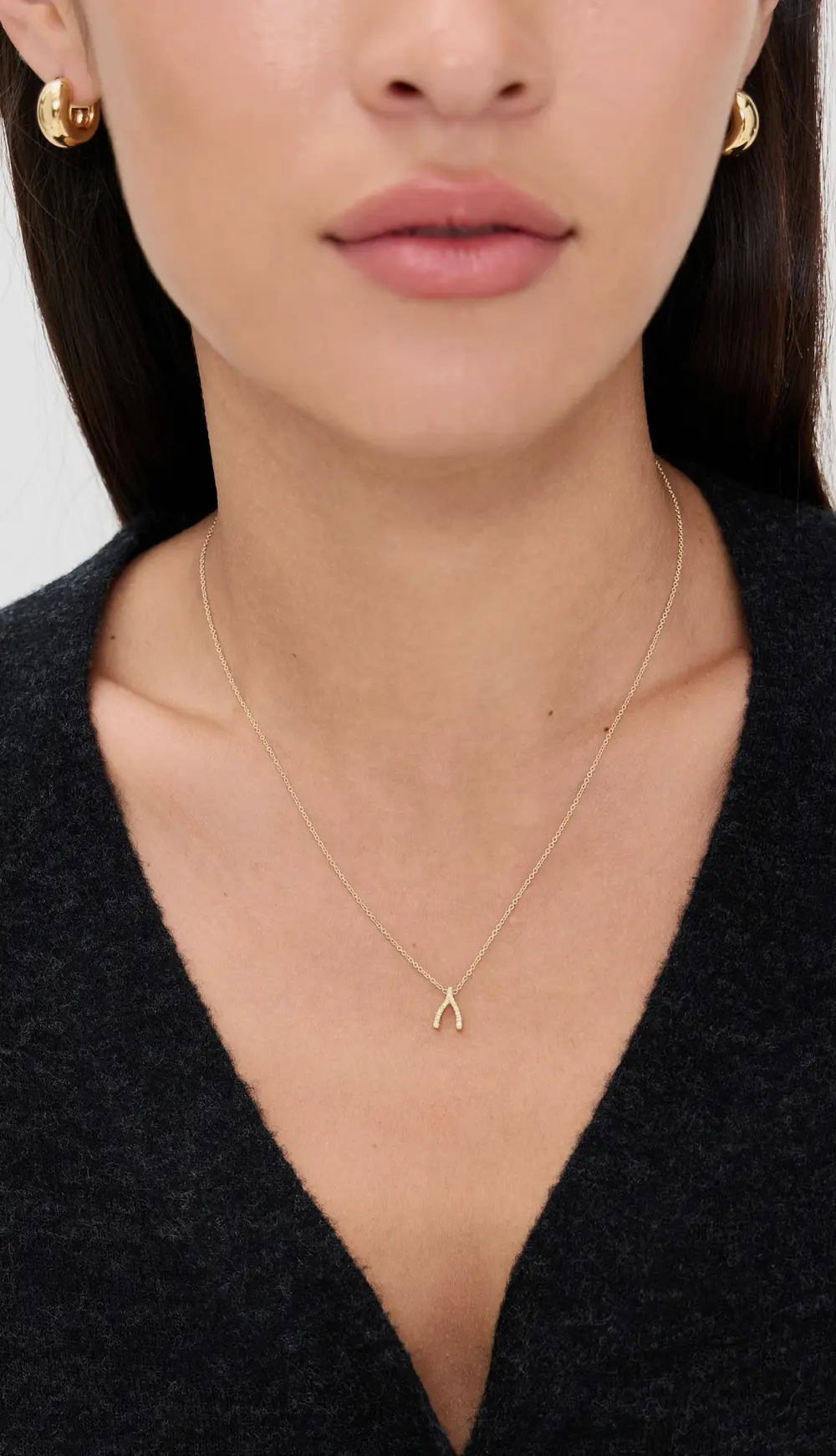 Jennifer Meyer Jewelry 18k Mini Wishbone Necklace