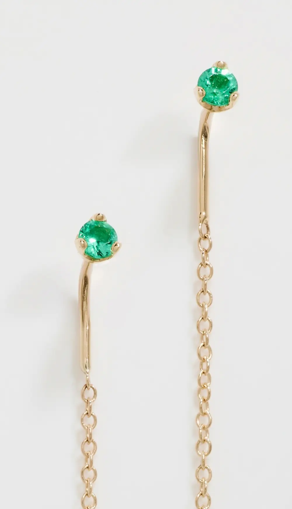 Zoe Chicco 14k Gold Prong Set Emerald Threader Earrings