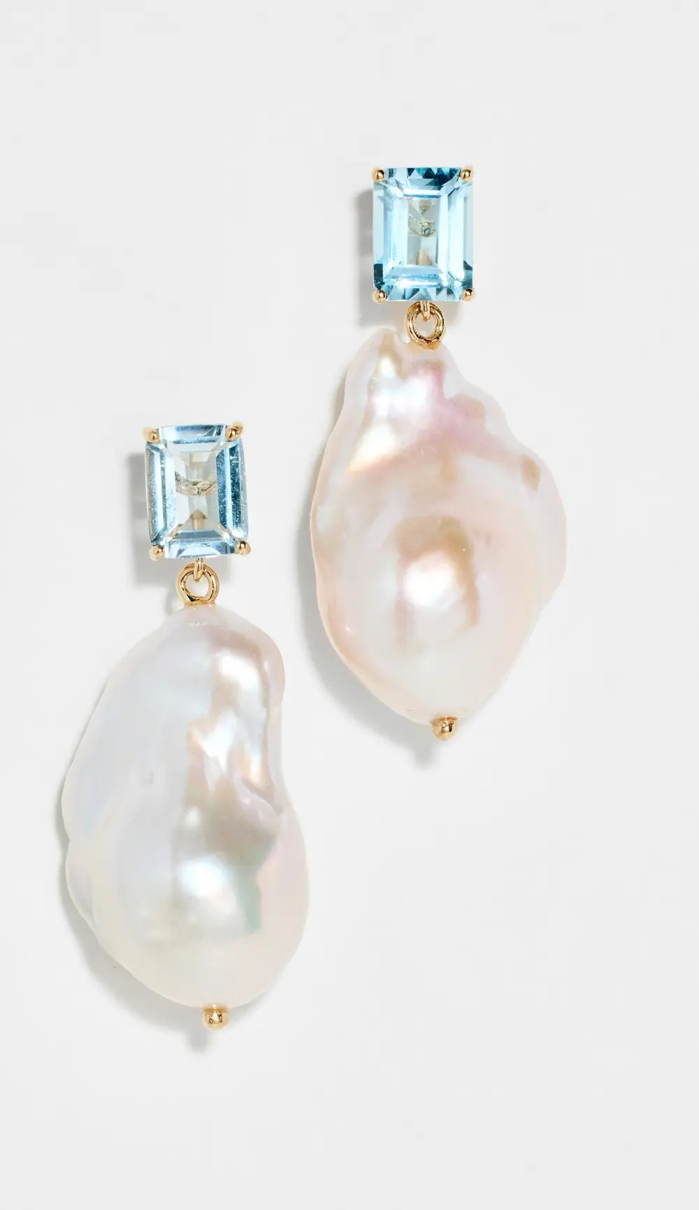 Mateo 14k Blue Topaz and Baroque Pearl Drop Earrings