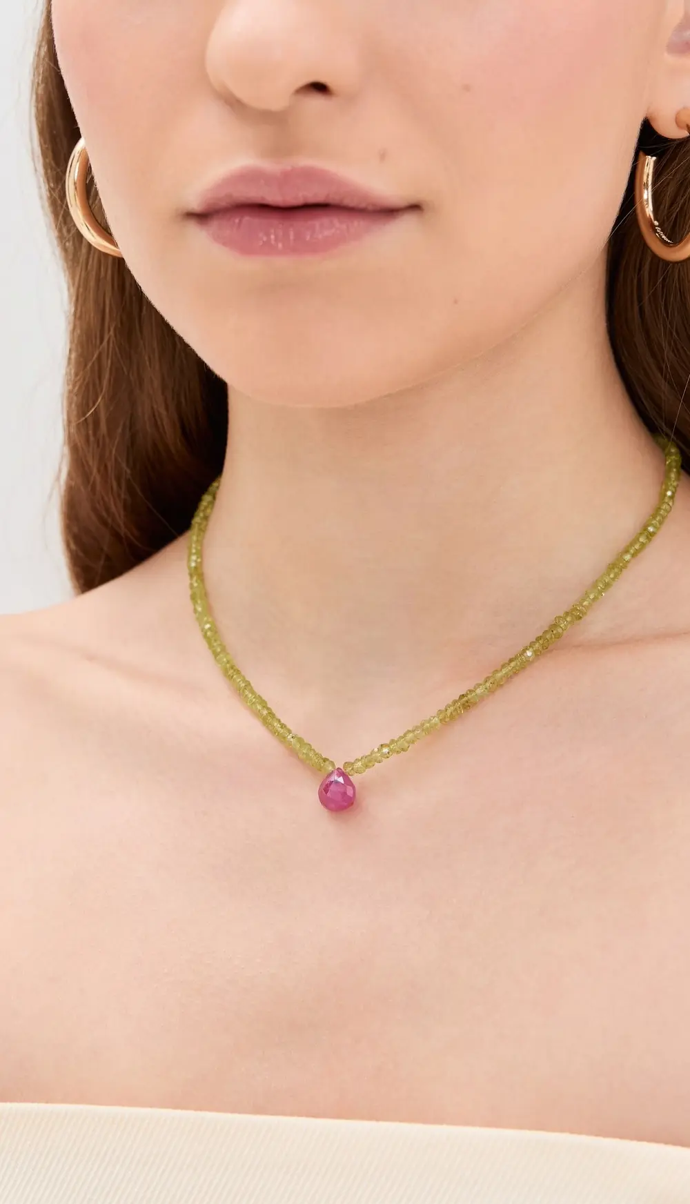 JIA JIA 14k Peridot Ruby Teardrop Necklace