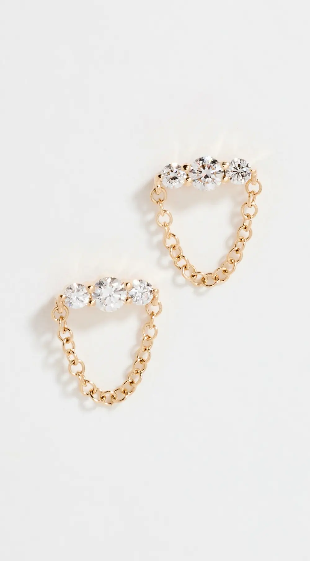 EF Collection 14k Graduated Diamond Bar Chain Stud Earrings