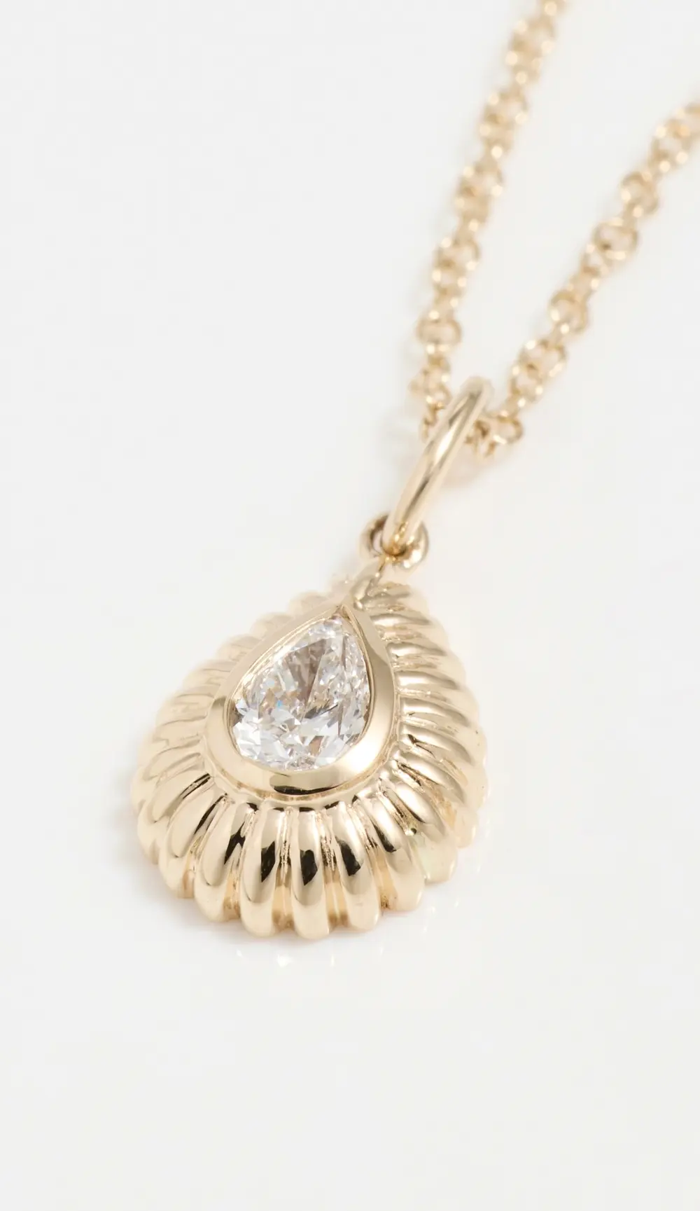 EF Collection 14k Gold Fluted Pear Necklace