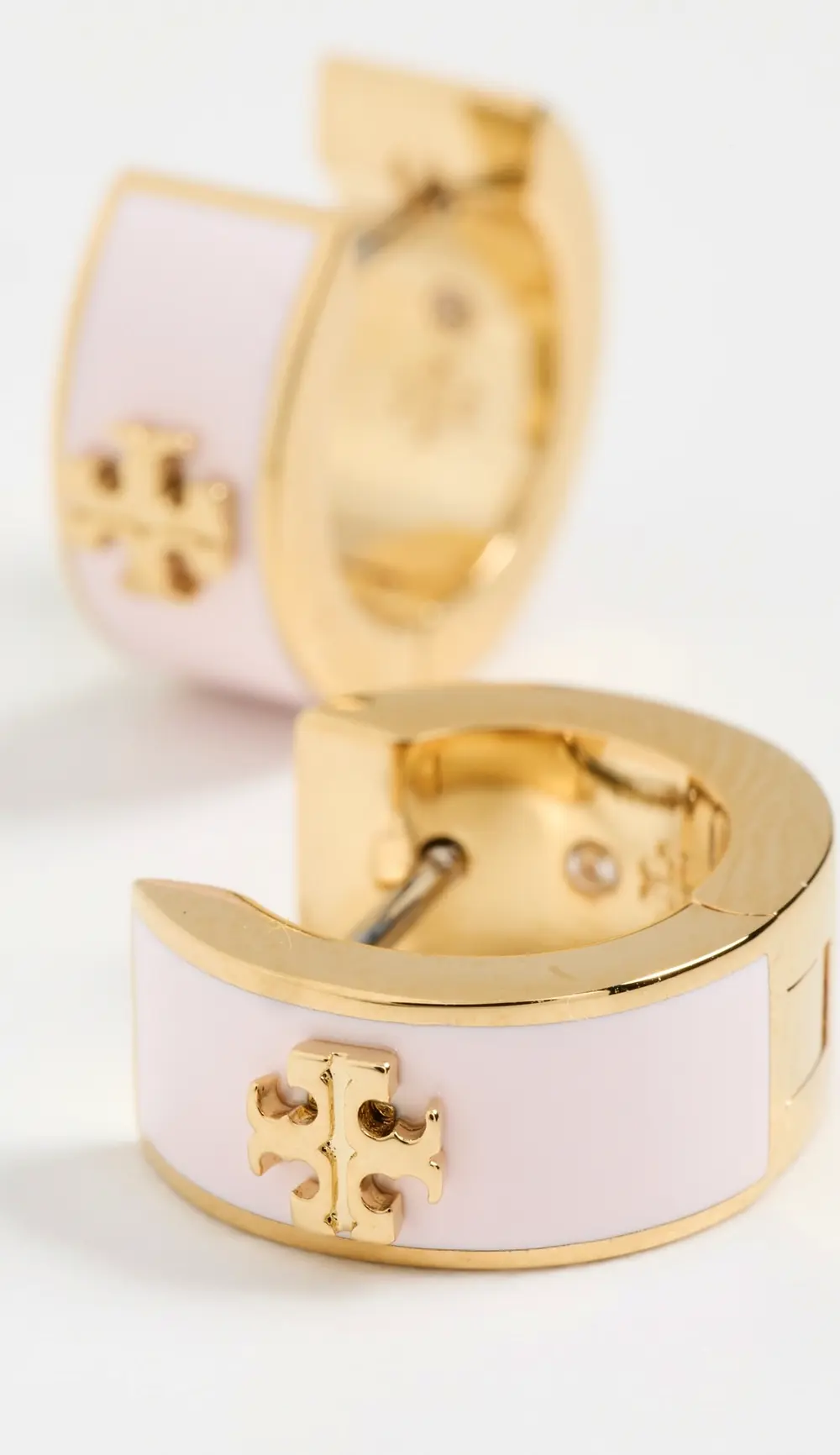 Tory Burch Wide Icon Enamel Huggie Earrings