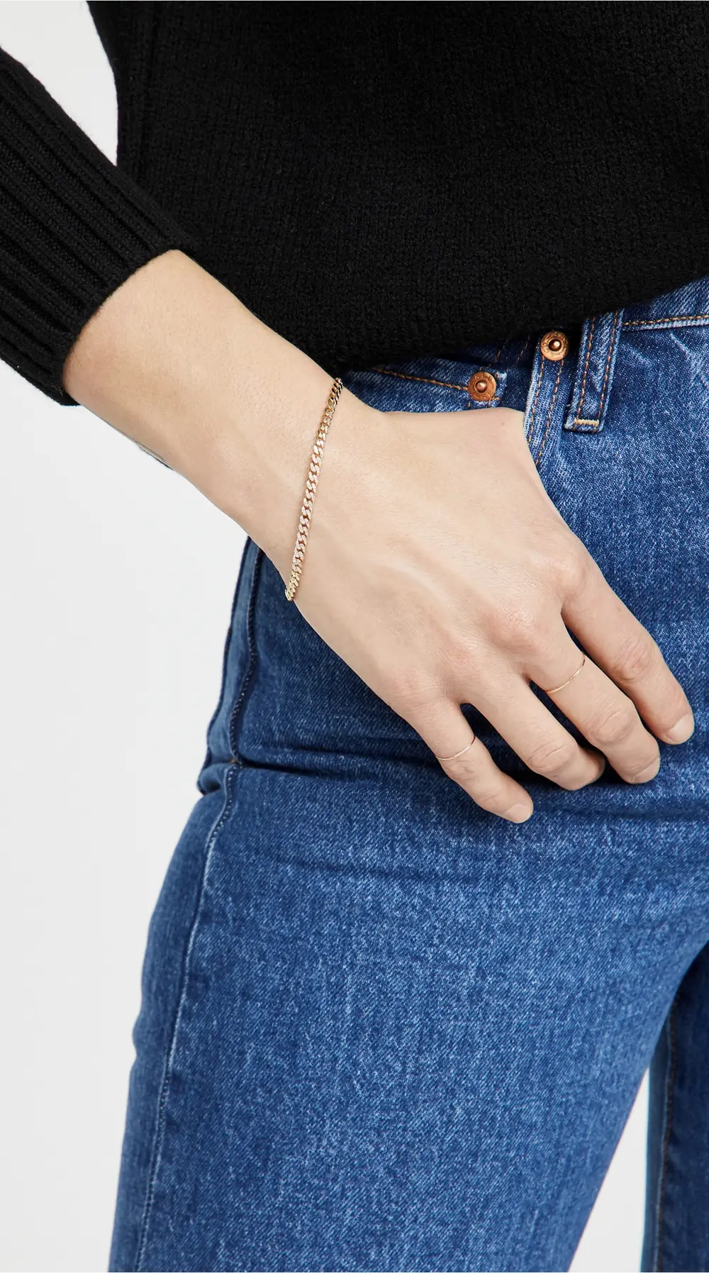 EF Collection 14k Diamond Mini Curb Chain Bracelet