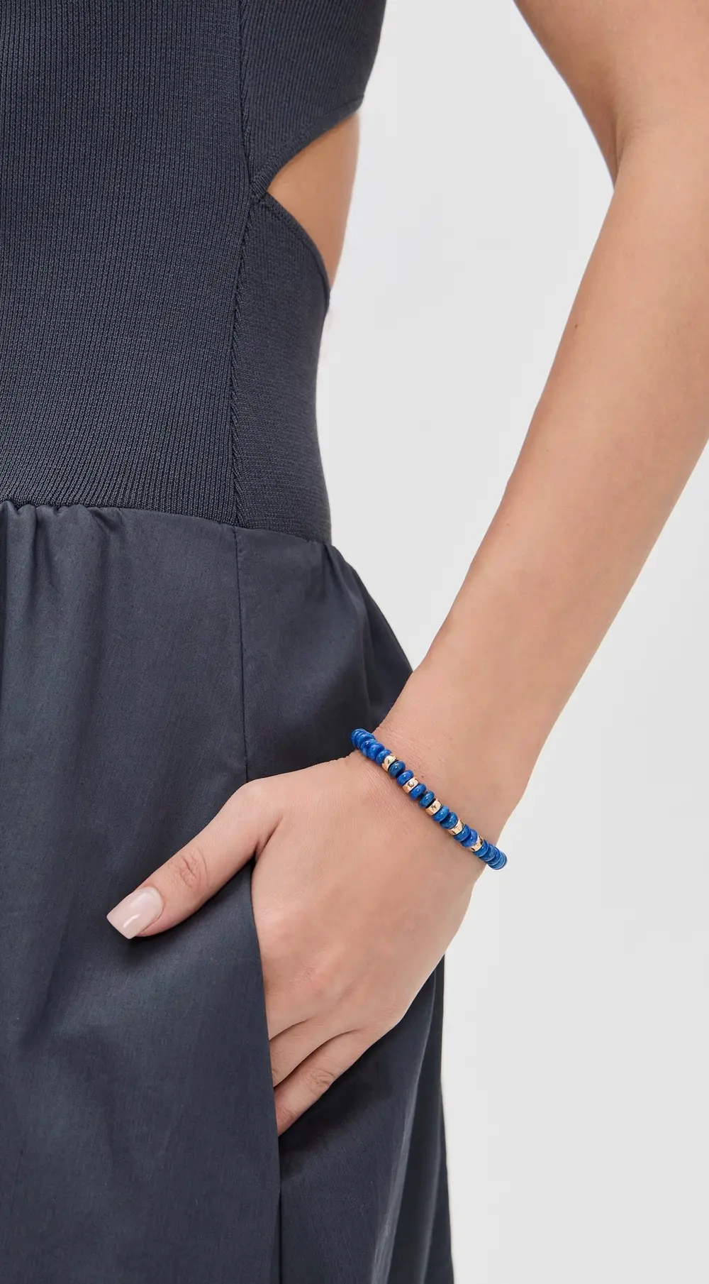 Zoe Chicco 14k Gold and 6mm Lapis Rondelle Beads Bracelet