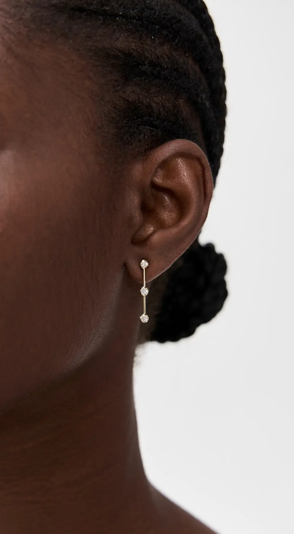 Jennifer Meyer Jewelry 18k Three Linear Illusion Set Studs