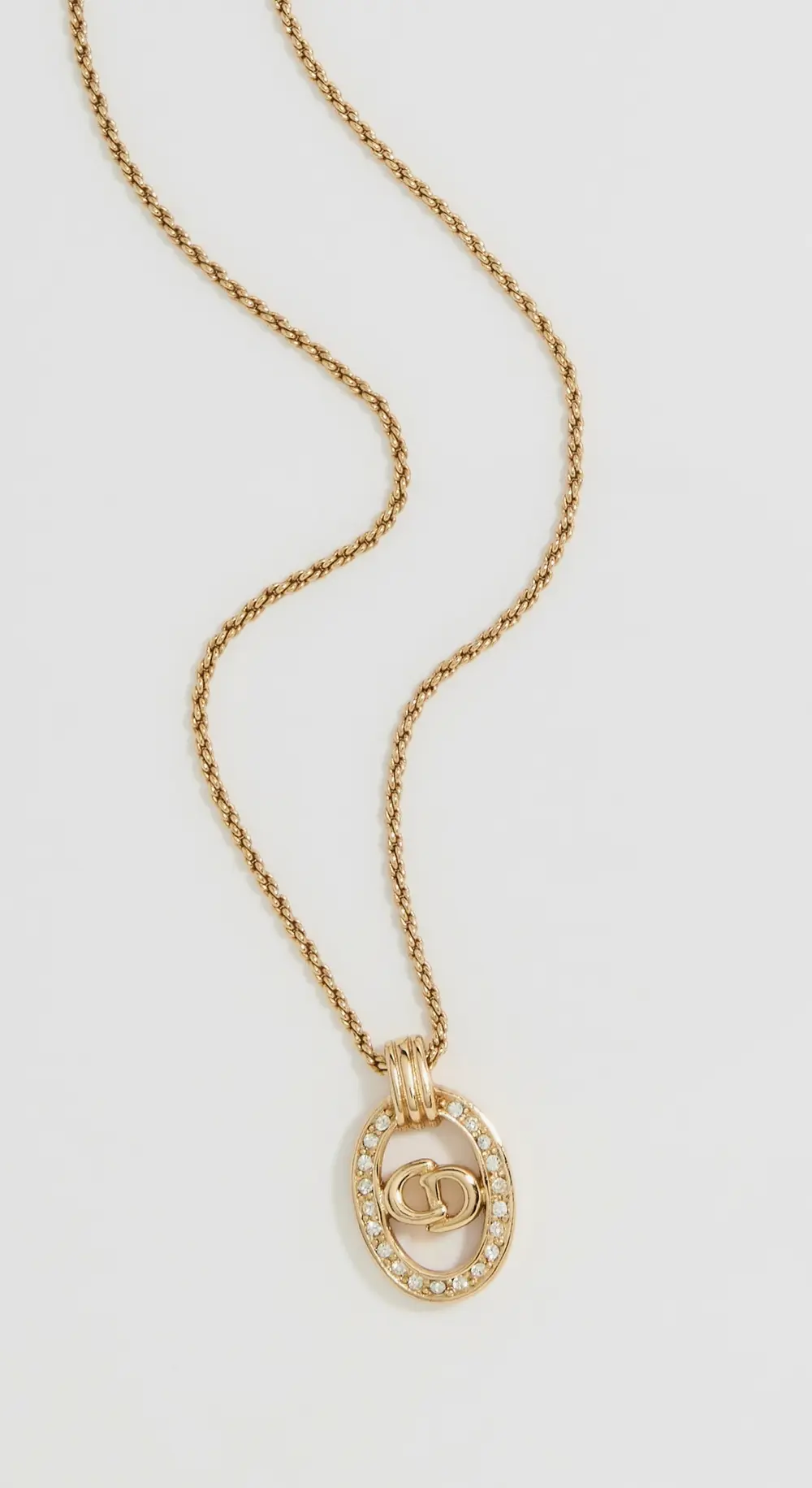 What Goes Around Comes Around Dior Gold Crystal CD Necklace