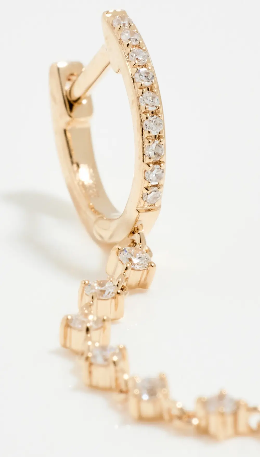 EF Collection Diamond Mini Huggie and Prong Set Chain Stud Earring