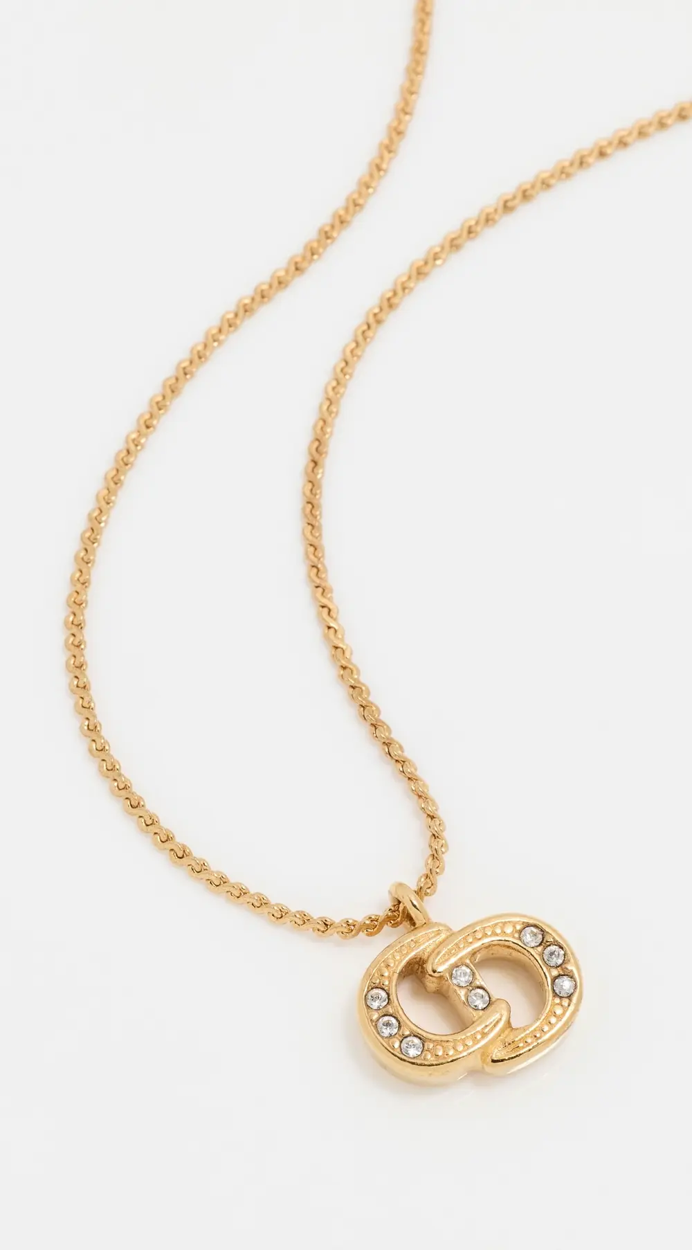 What Goes Around Comes Around Dior Gold Crystal CD Necklace