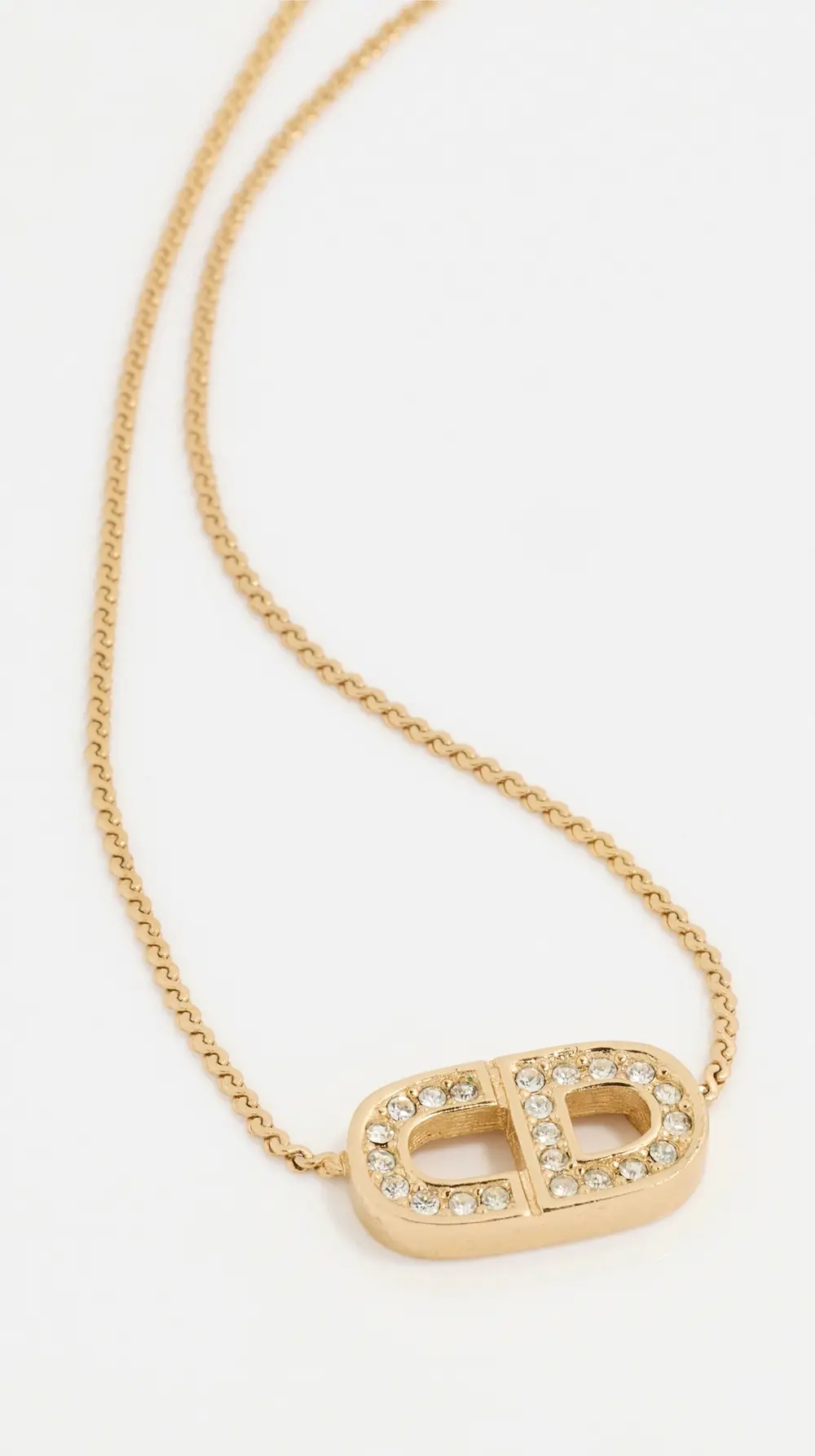 What Goes Around Comes Around Dior Gold Crystal CD Necklace