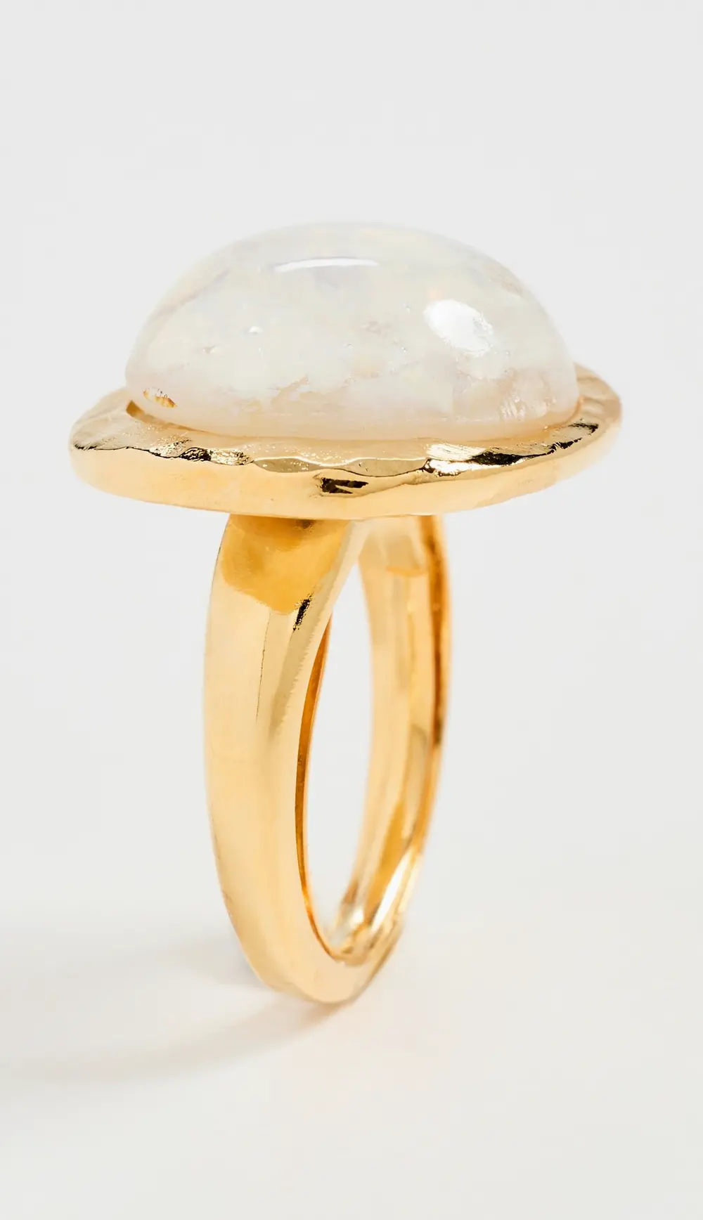Kenneth Jay Lane Gold Button White Opal Adjustable Ring