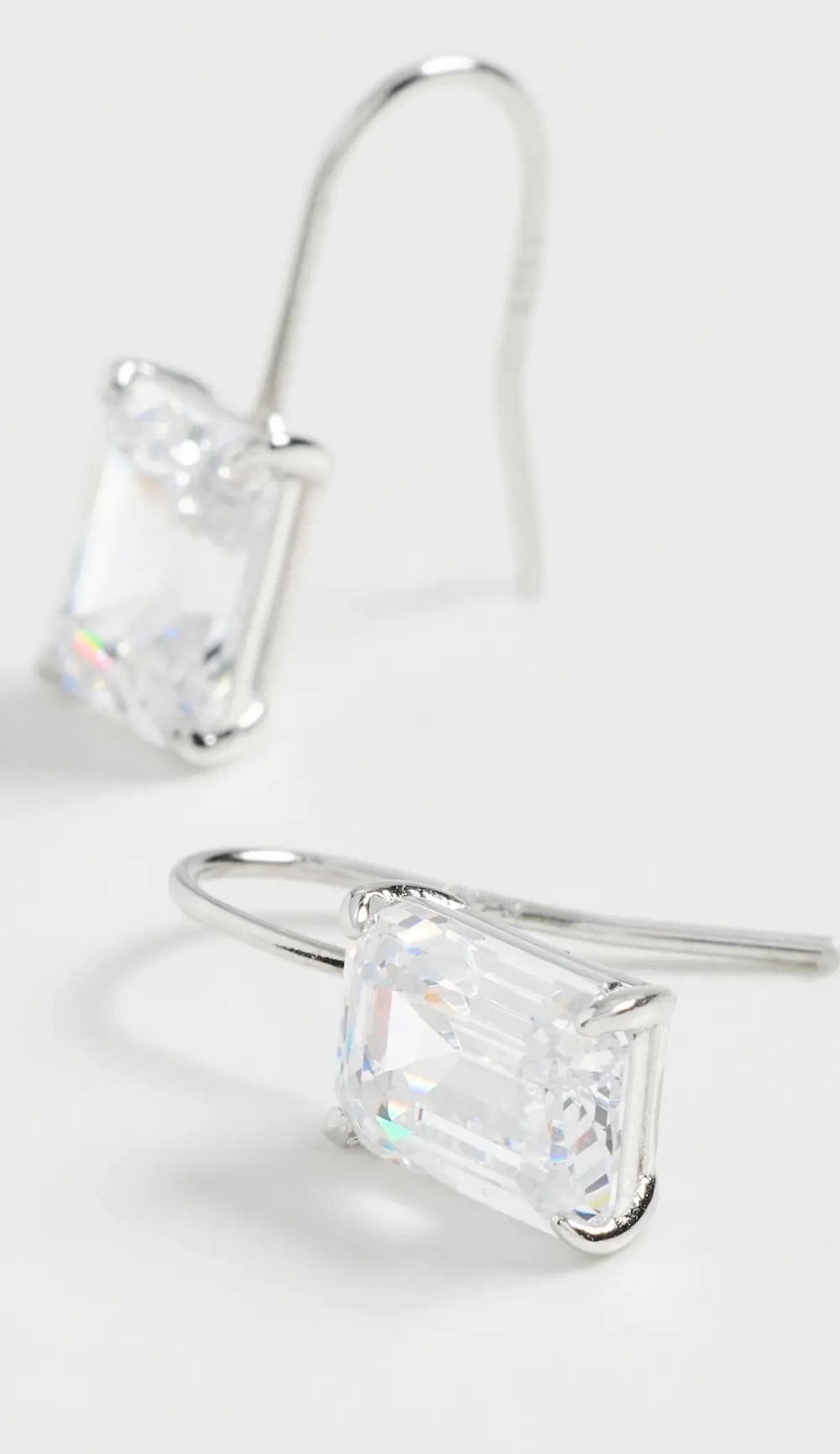 SHASHI Emerald Baguette French Hook Earrings