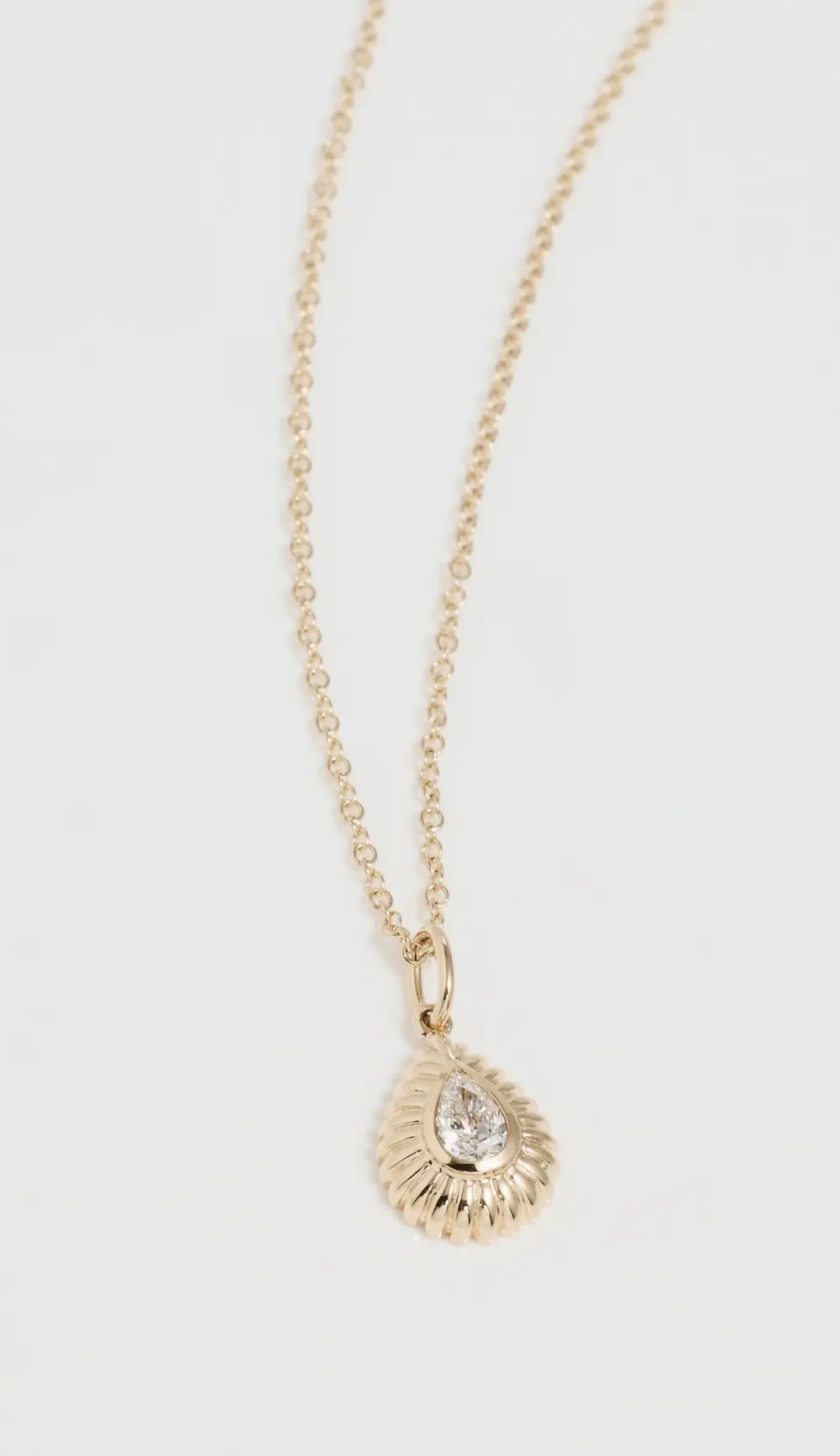 EF Collection 14k Gold Fluted Pear Necklace