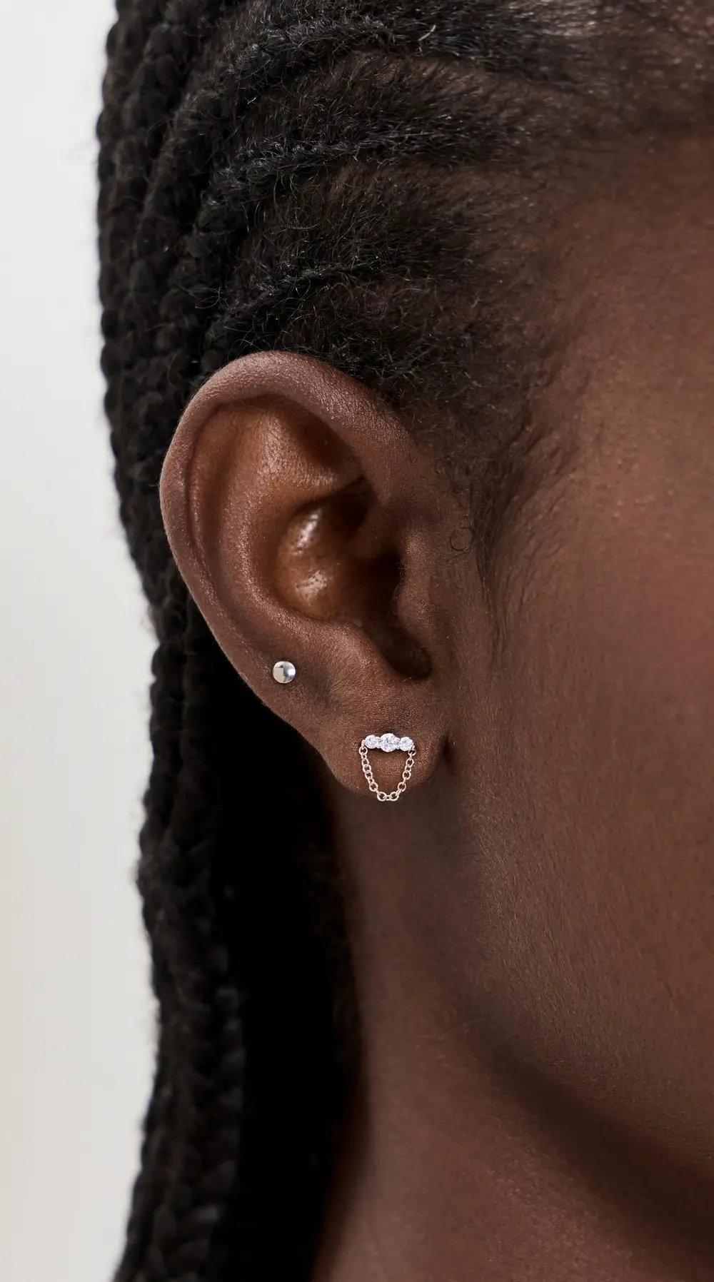 EF Collection 14k Graduated Diamond Bar Chain Stud Earrings