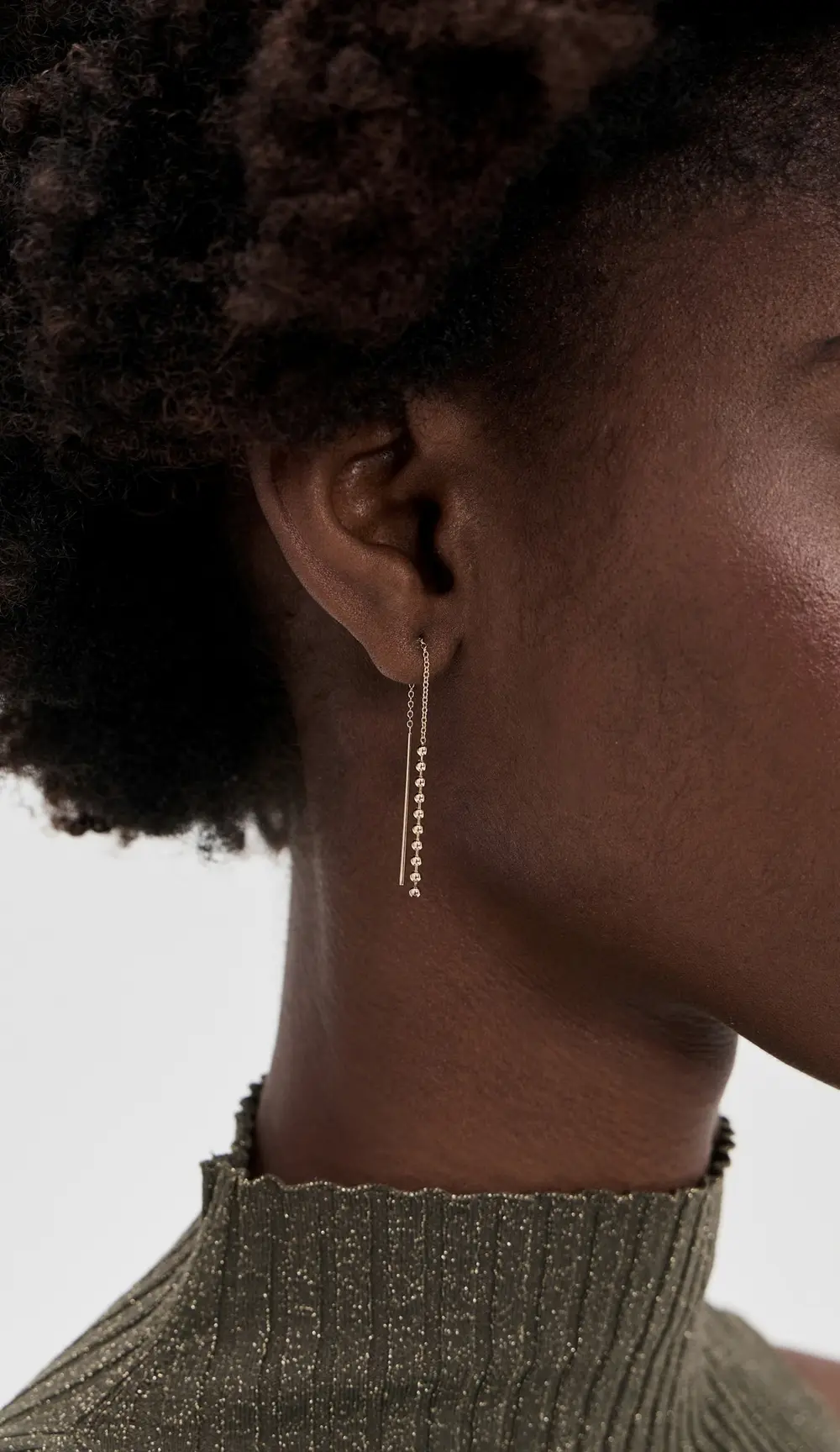 Zoe Chicco 14k Gold Beaded Chain Threader Earrings