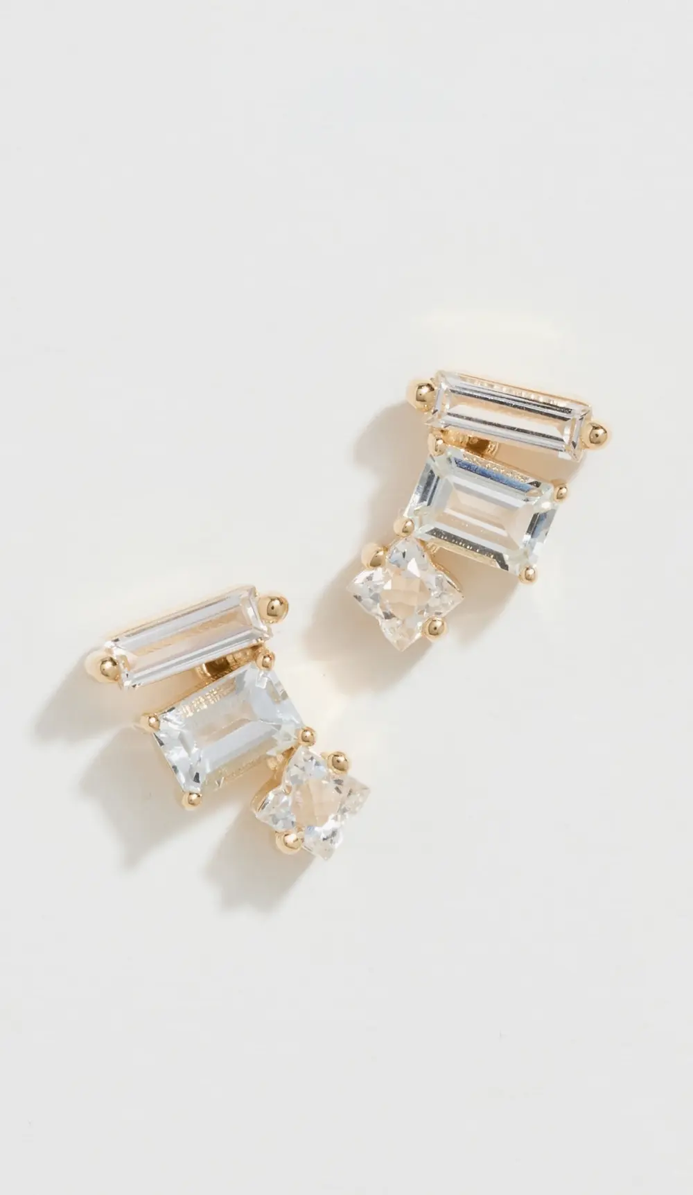 Kalan by Suzanne Kalan 14k Yellow Gold Triple Mixed Shaped White Topaz Bar Studs