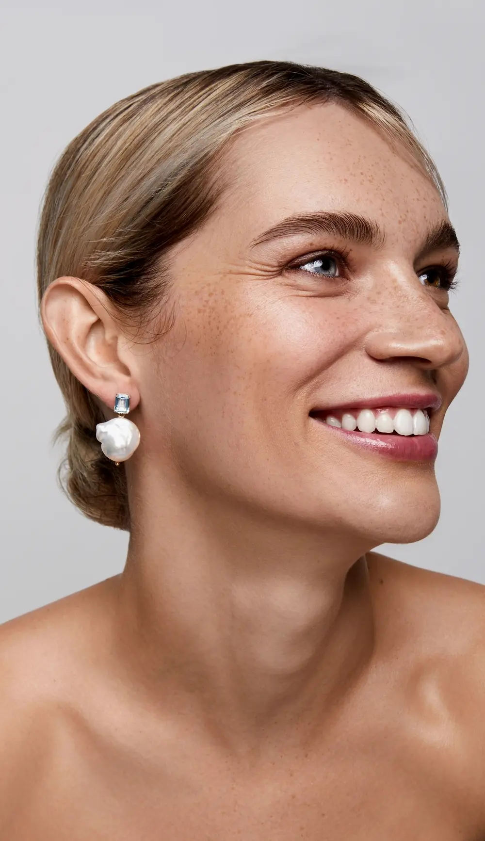 Mateo 14k Blue Topaz and Baroque Pearl Drop Earrings