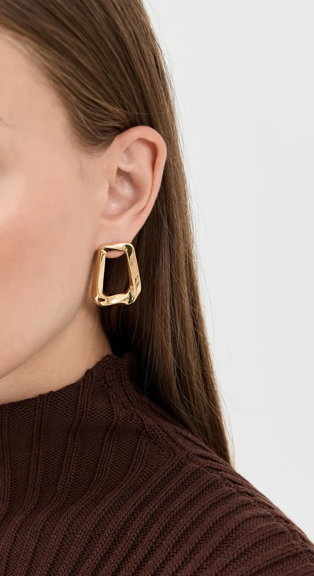 By Adina Eden Solid Open Curved Rectangular Stud Earrings