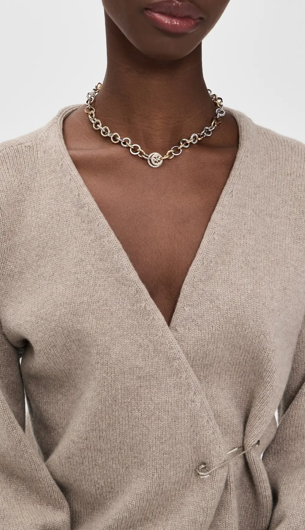 Tory Burch Icon Mixed Pavé Chain Necklace