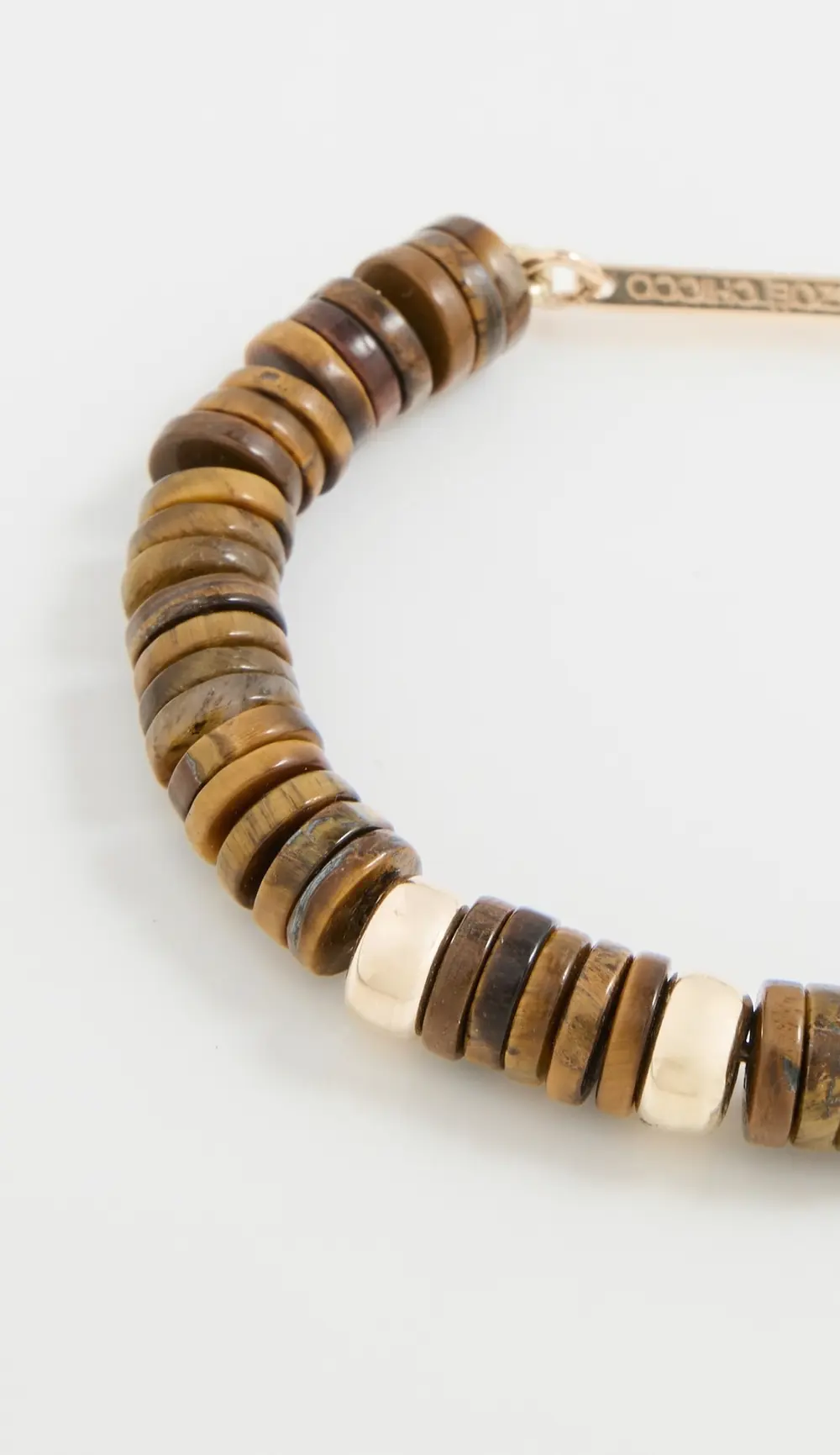 Zoe Chicco 14k Gold & Tiger Eye Heishi Rondelle Beads Bracelet