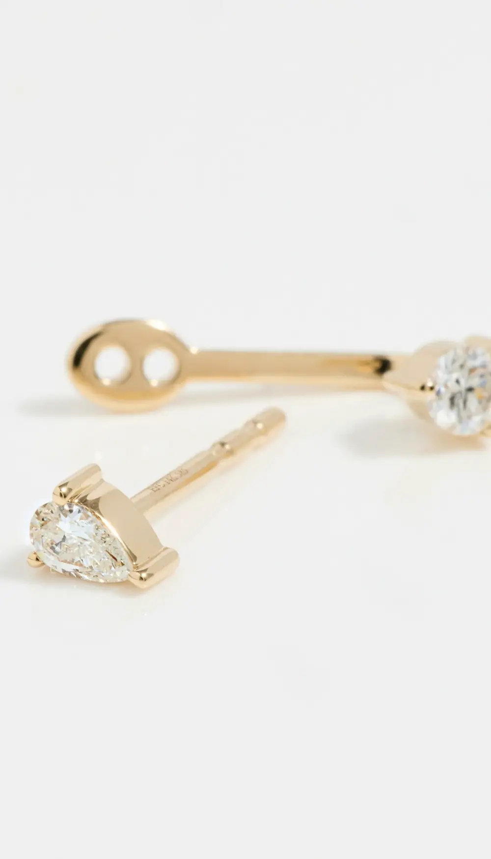 EF Collection 14k Gold Diamond Pear and Oval Stud Earrings