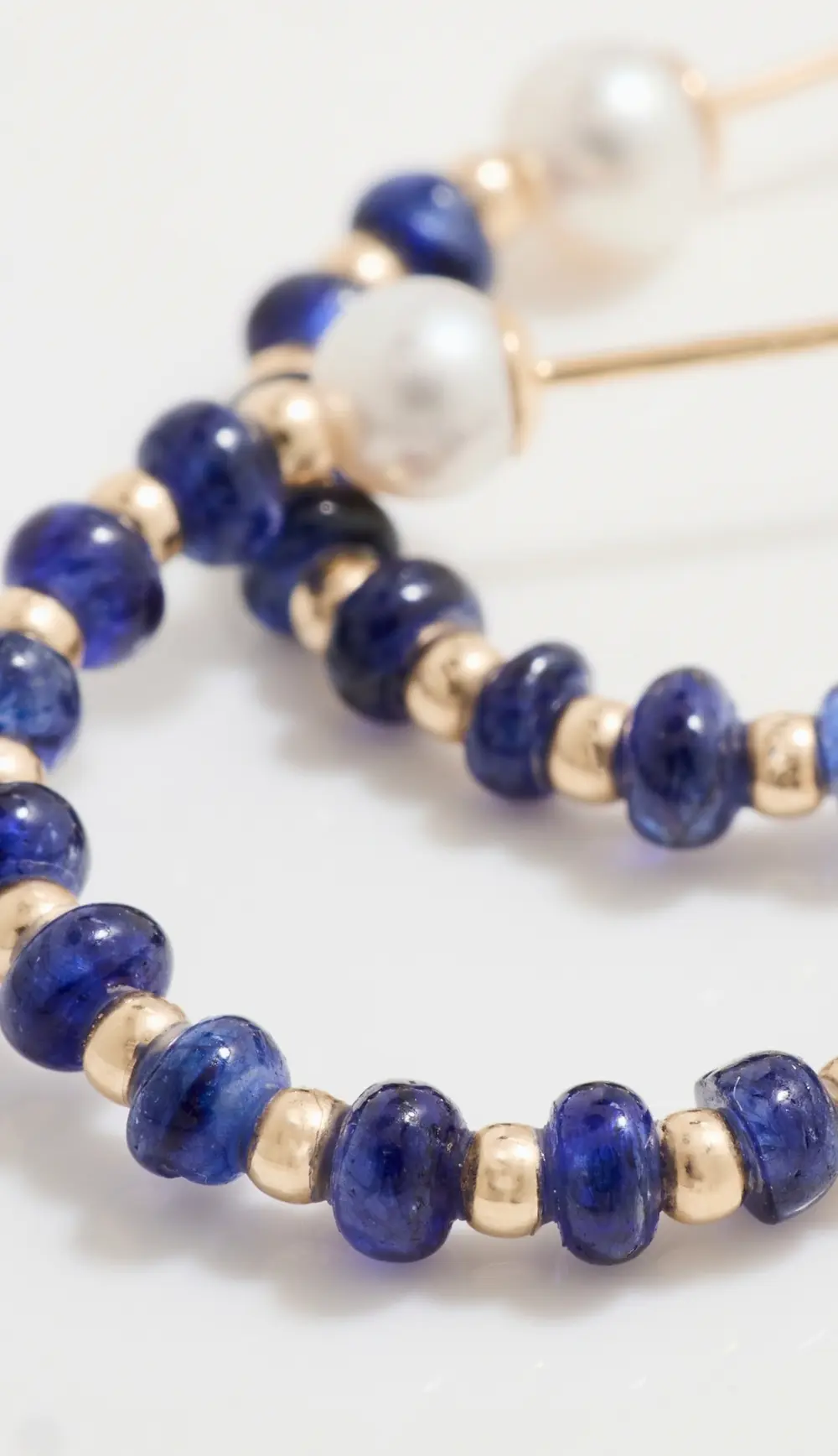 JIA JIA 14k Blue Sapphire Pearl Bead Hoop Earrings