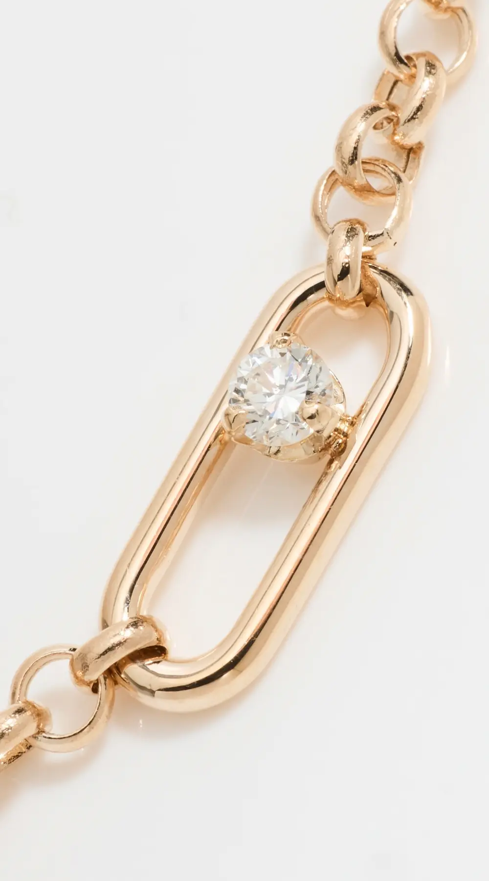 Zoe Chicco 14k Gold Rolo Chain Bracelet with Large Paperclip Link with Diamond