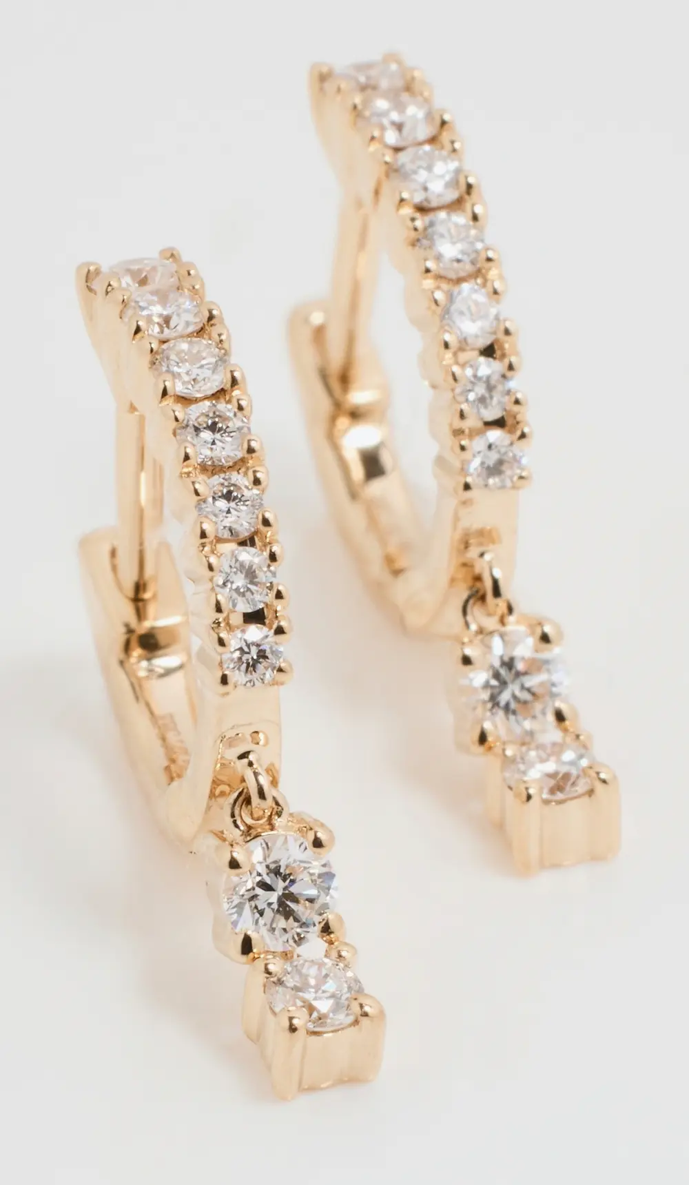 EF Collection 14k Prong Set Double Drop Huggie Earrings