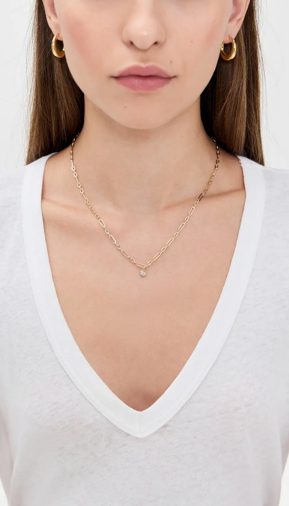 EF Collection 14k Diamond Pillow Mini Chain Necklace