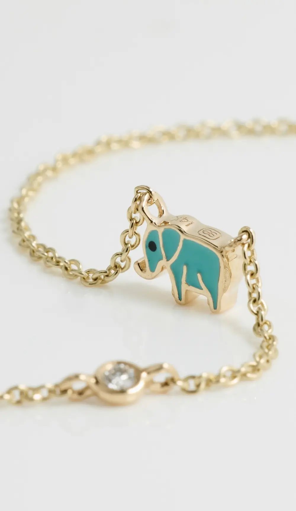 Sydney Evan 14k Mini Enamel Elephant Necklace