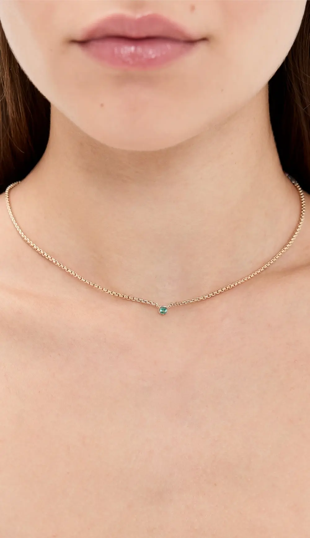 Zoe Chicco 14k Gold Floating Emerald Necklace