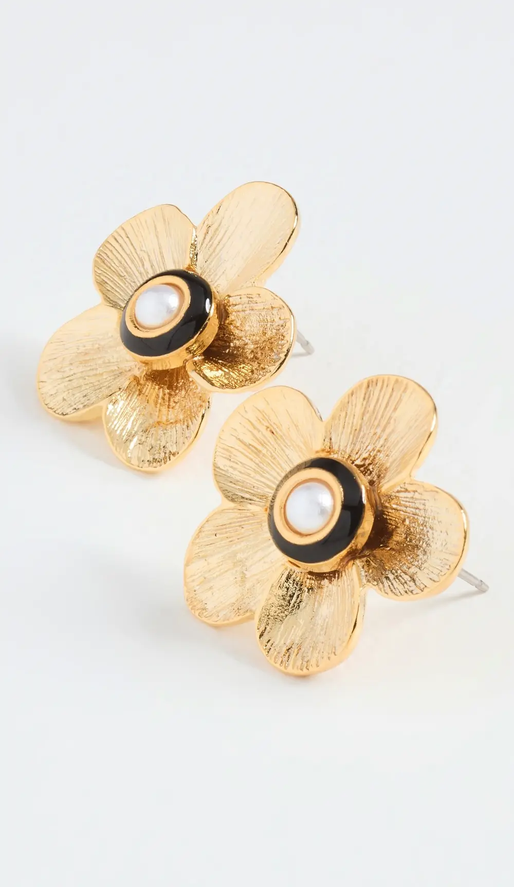 Kenneth Jay Lane Gold Flower Pierced Earrings