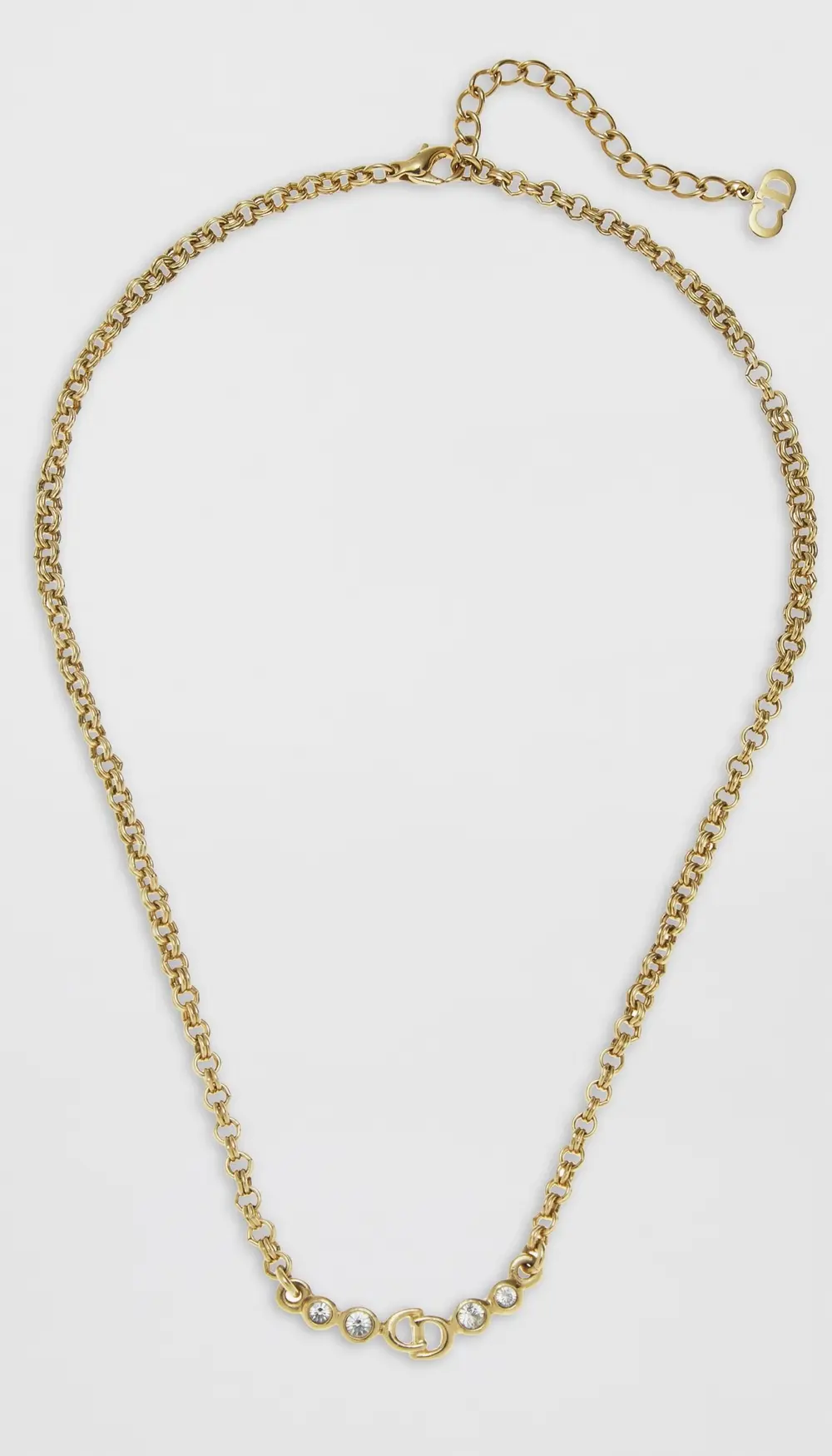 What Goes Around Comes Around Dior Gold Crystal CD Necklace