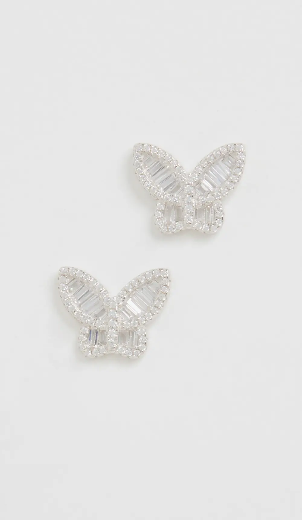 By Adina Eden Pave Baguette Butterfly Stud Earrings