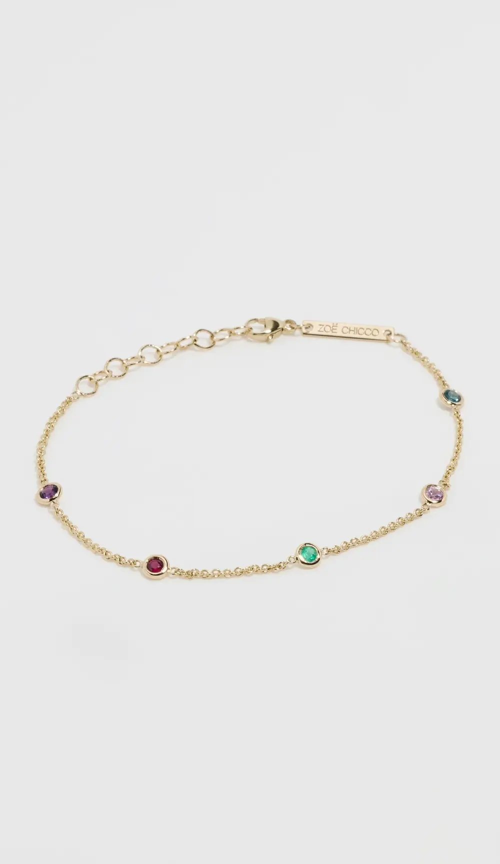 Zoe Chicco 14k Gold Rainbow Floating Gemstones Bracelet