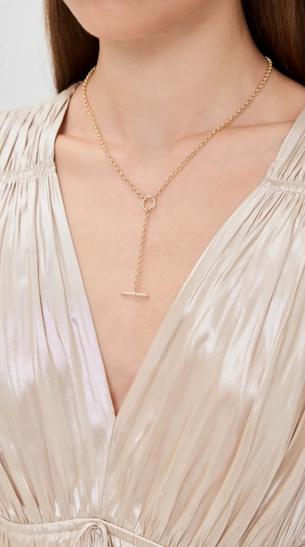 EF Collection 14k Rolo Chain Enhanced Lariat Necklace