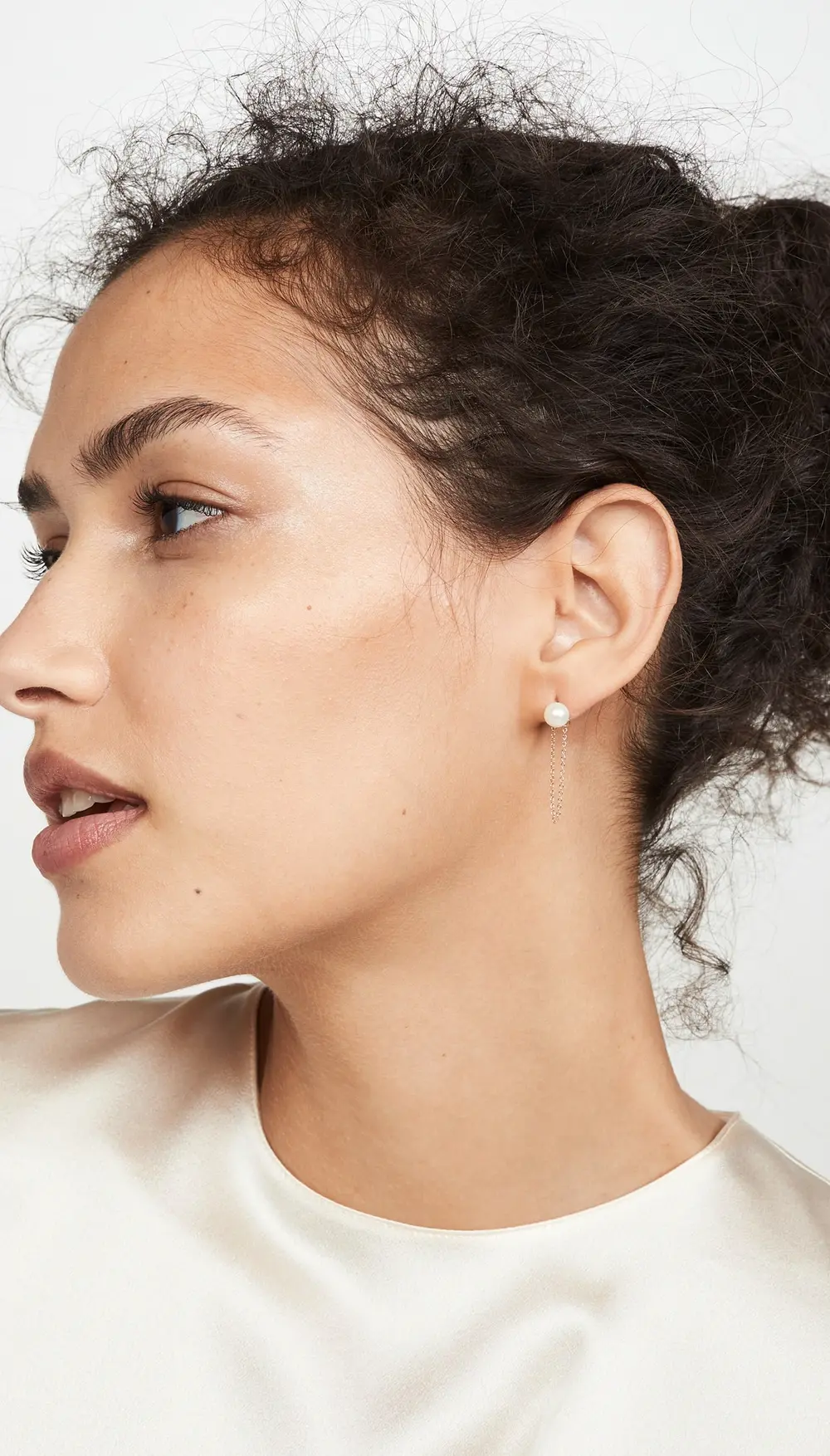 Mateo Pearl Stud with Chain Drop Earrings