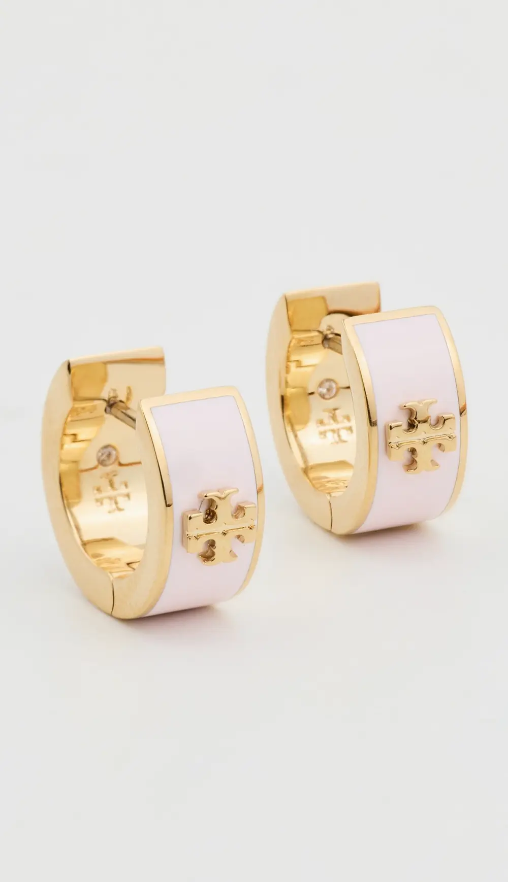 Tory Burch Wide Icon Enamel Huggie Earrings