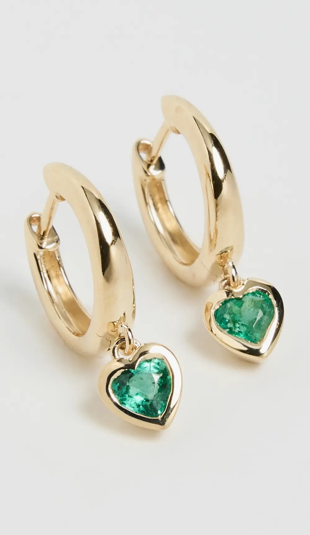 SHAY 18k Emerald Heart Bezel Huggies