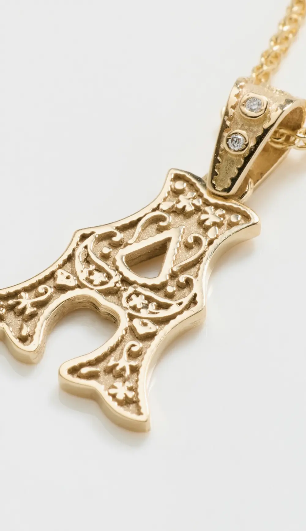 Marlo Laz Mini SW Alphabet Charm on Wheat Chain Necklace