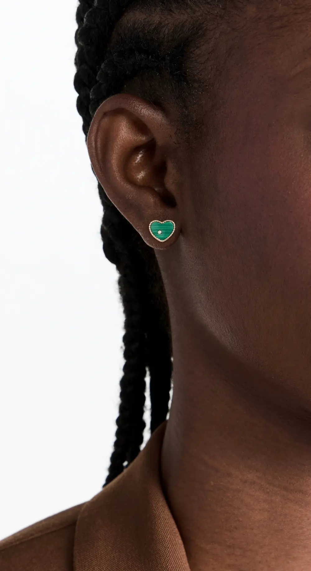 Yvonne Leon Paire De Baby Puces Coeur Malachite Studs