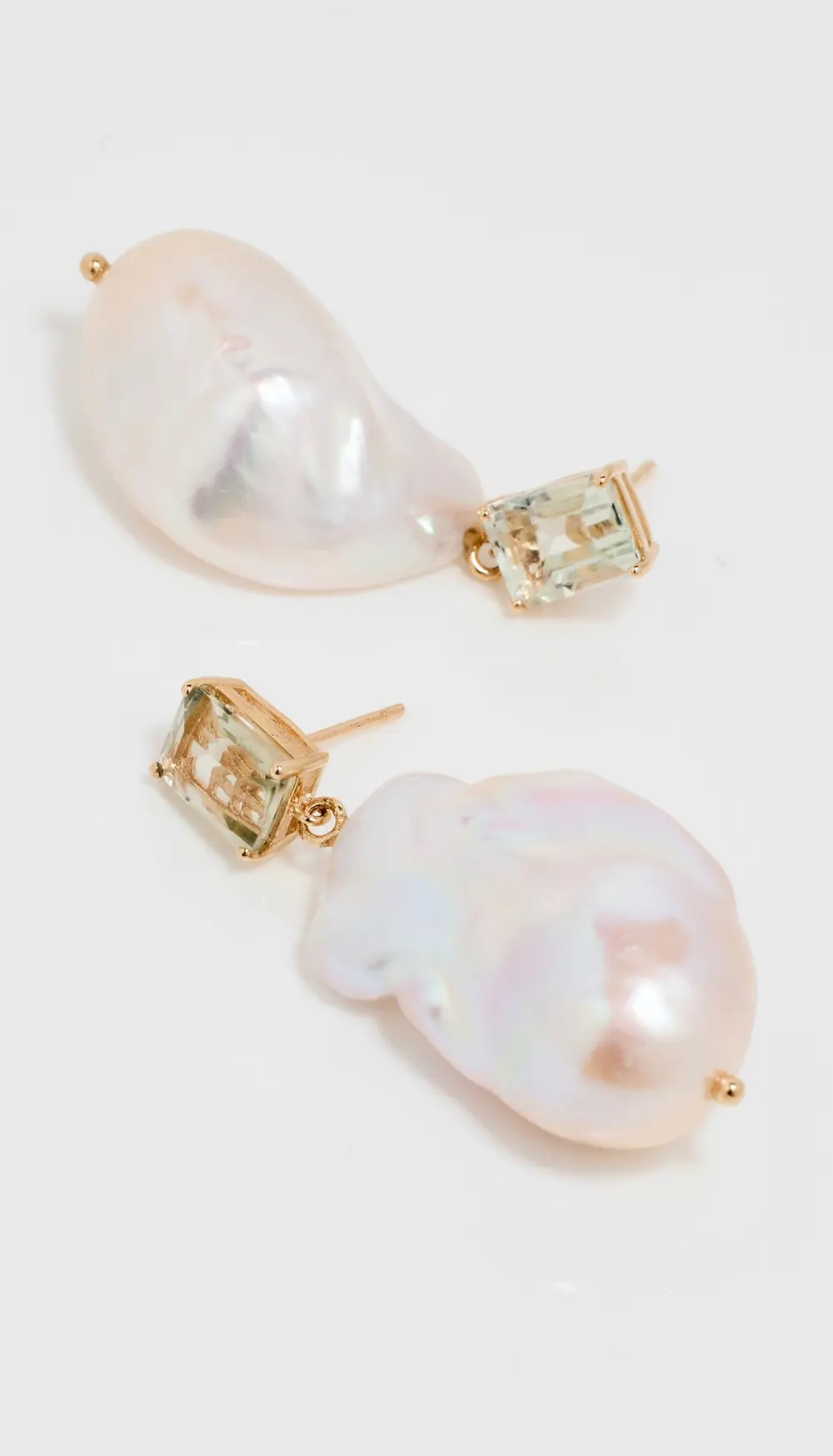 Mateo 14k Green Amethyst and Baroque Pearl Drop Earrings
