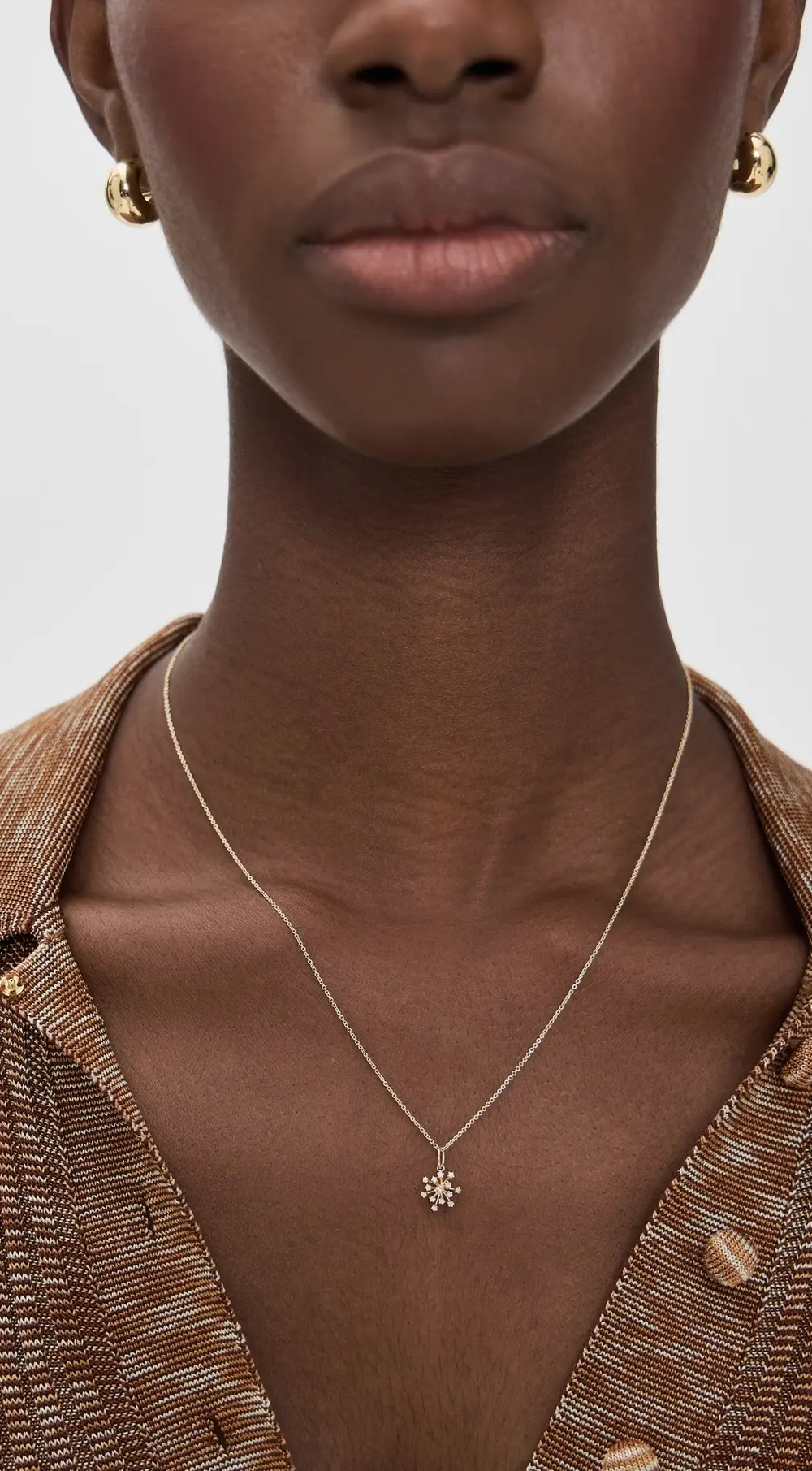 Sydney Evan 14k Small Burst Flower Charm Necklace