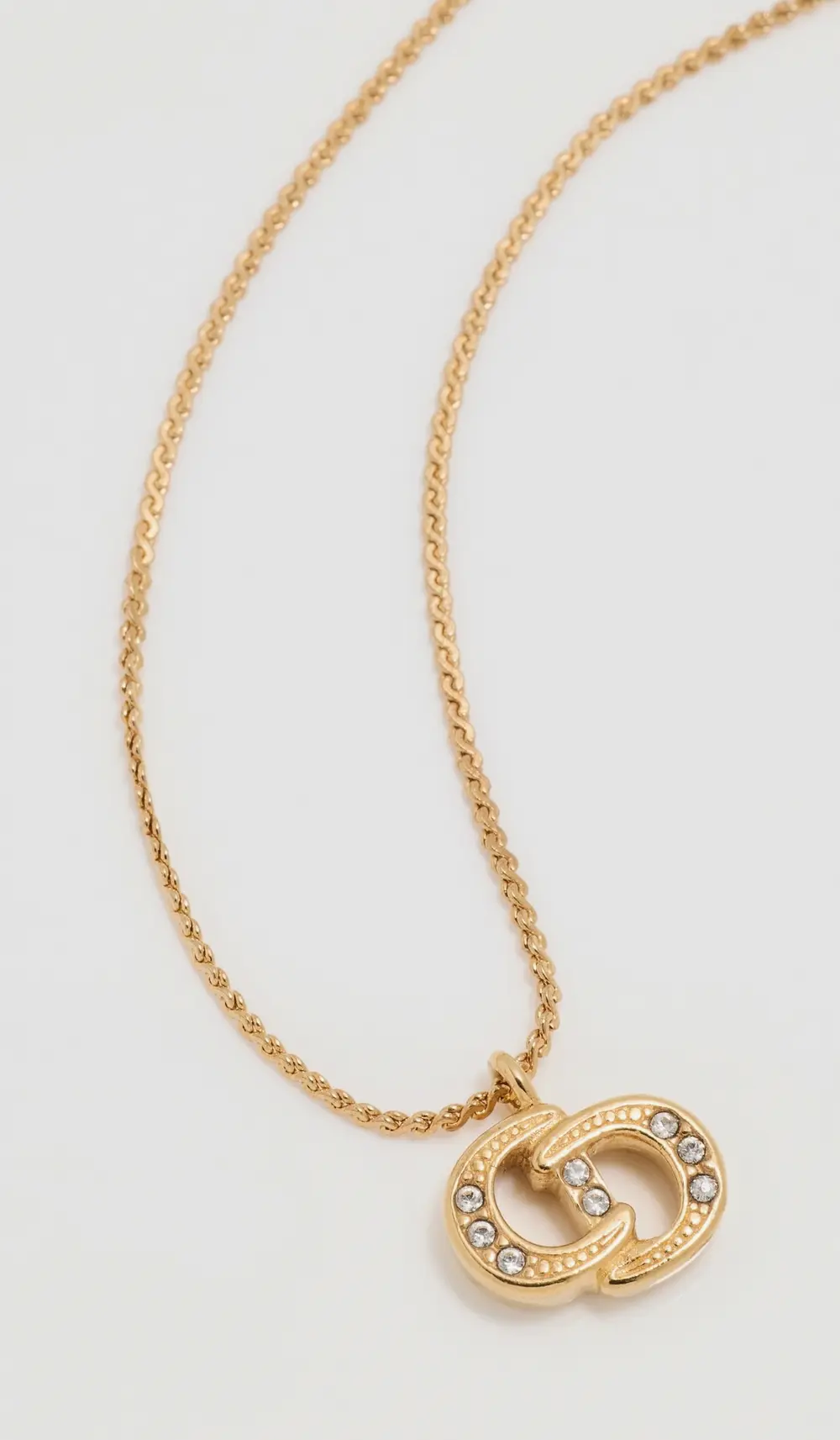 What Goes Around Comes Around Dior Gold Crystal CD Necklace