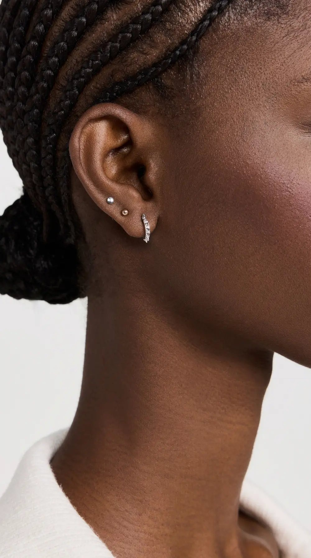 Zoe Chicco 14k White Gold Single Spiked Hinged Huggie Hoop