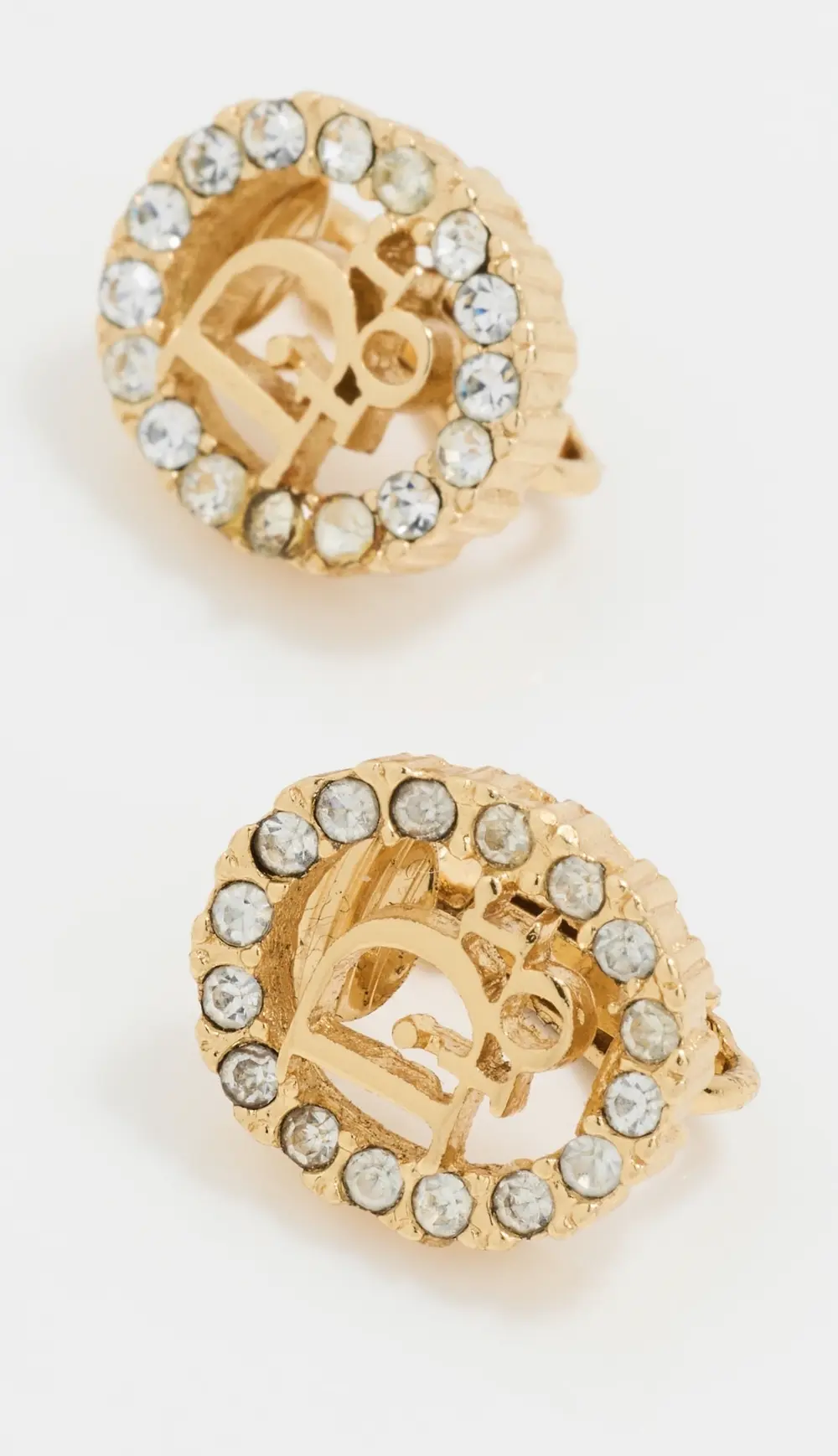 What Goes Around Comes Around Dior Gold Crystal Earrings