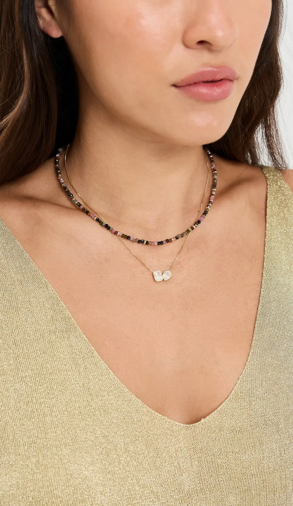 EF Collection 14k Tourmaline Birthstone Bead Necklace