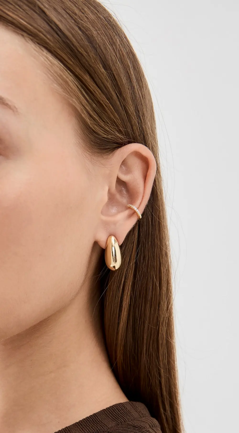 Kenneth Jay Lane Gold Tapered Hoop Pierced Earrings