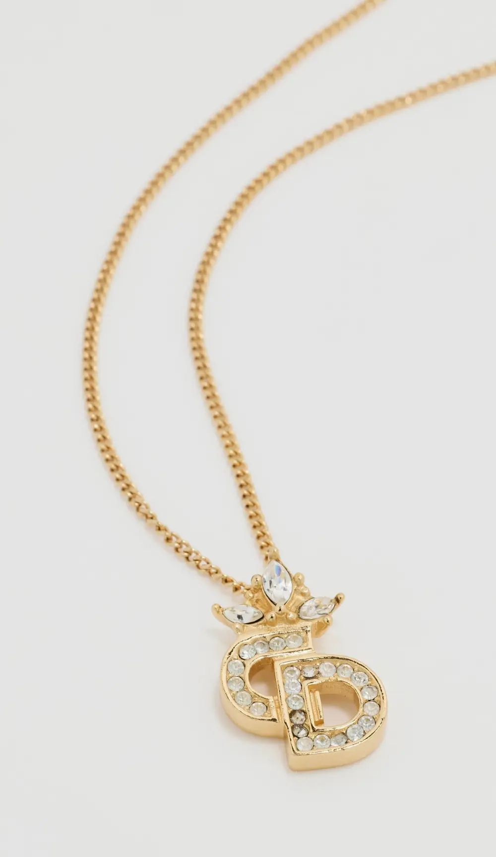 What Goes Around Comes Around Dior Gold Crystal CD Necklace